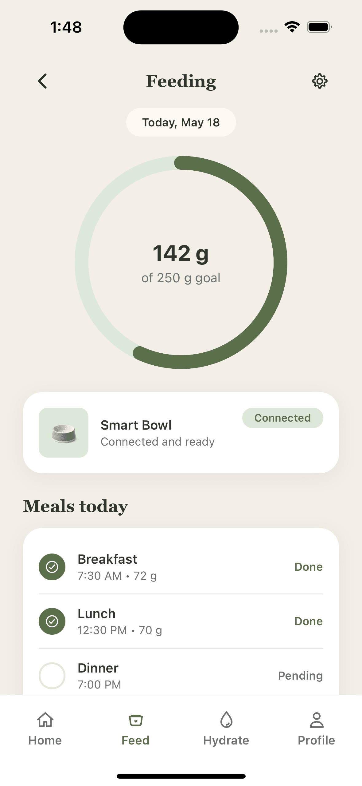 Smart Pet Plate Feeding screen mockup
